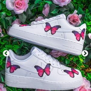 Pink Butterfly Air Force 1s